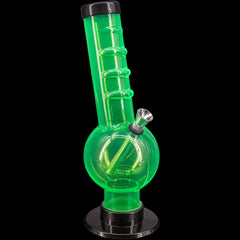 JM Enterprises 9-12" Acrylic Angled Neck Straight Tube Bubble Bong - Multiple Colors - Discreet Smoker