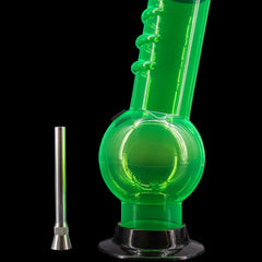 JM Enterprises 9-12" Acrylic Bent Neck Bubble Base Bong - Multiple Colors - Discreet Smoker