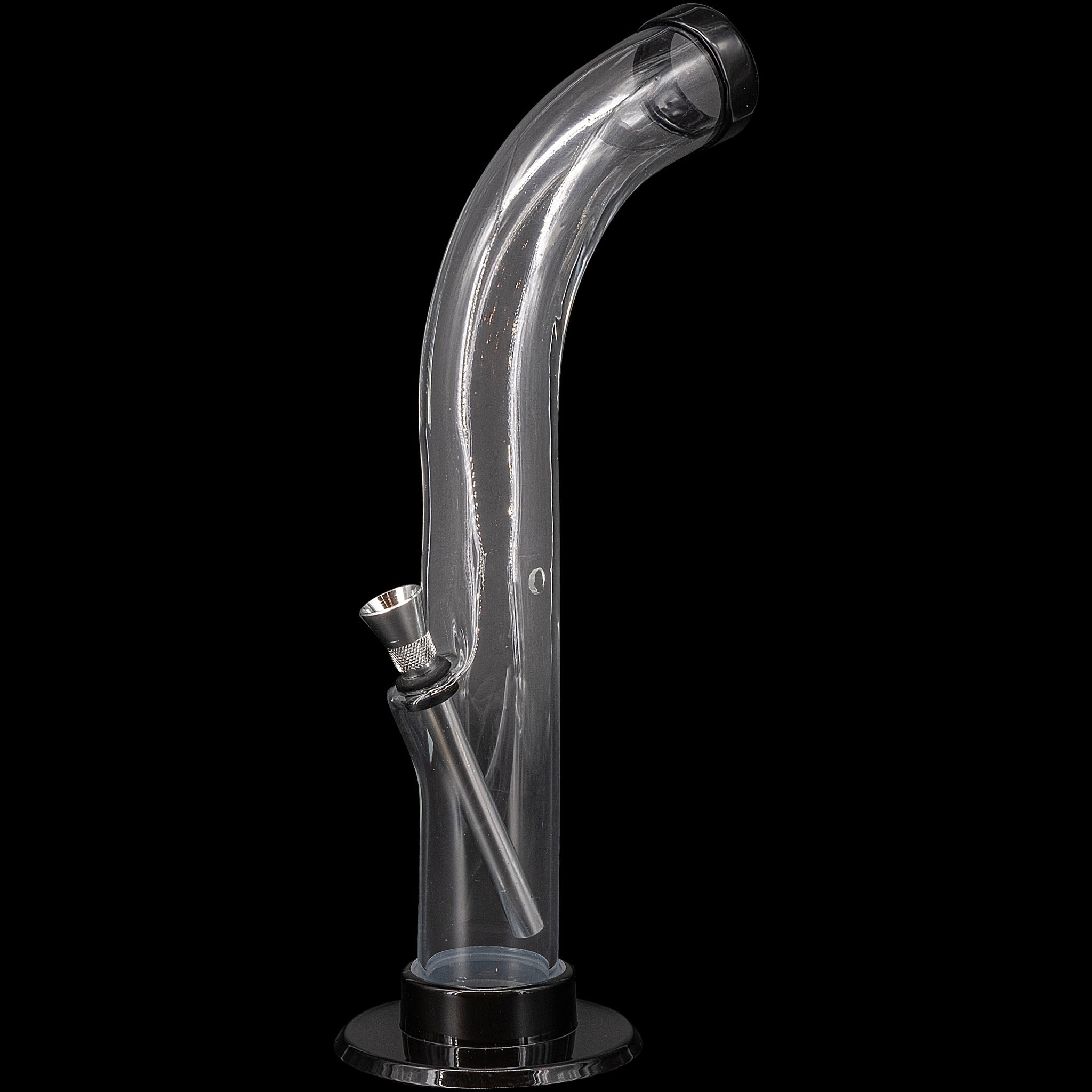 JM Enterprises 10'' Acrylic Curved Tube Bong - Multiple Colors - Discreet Smoker