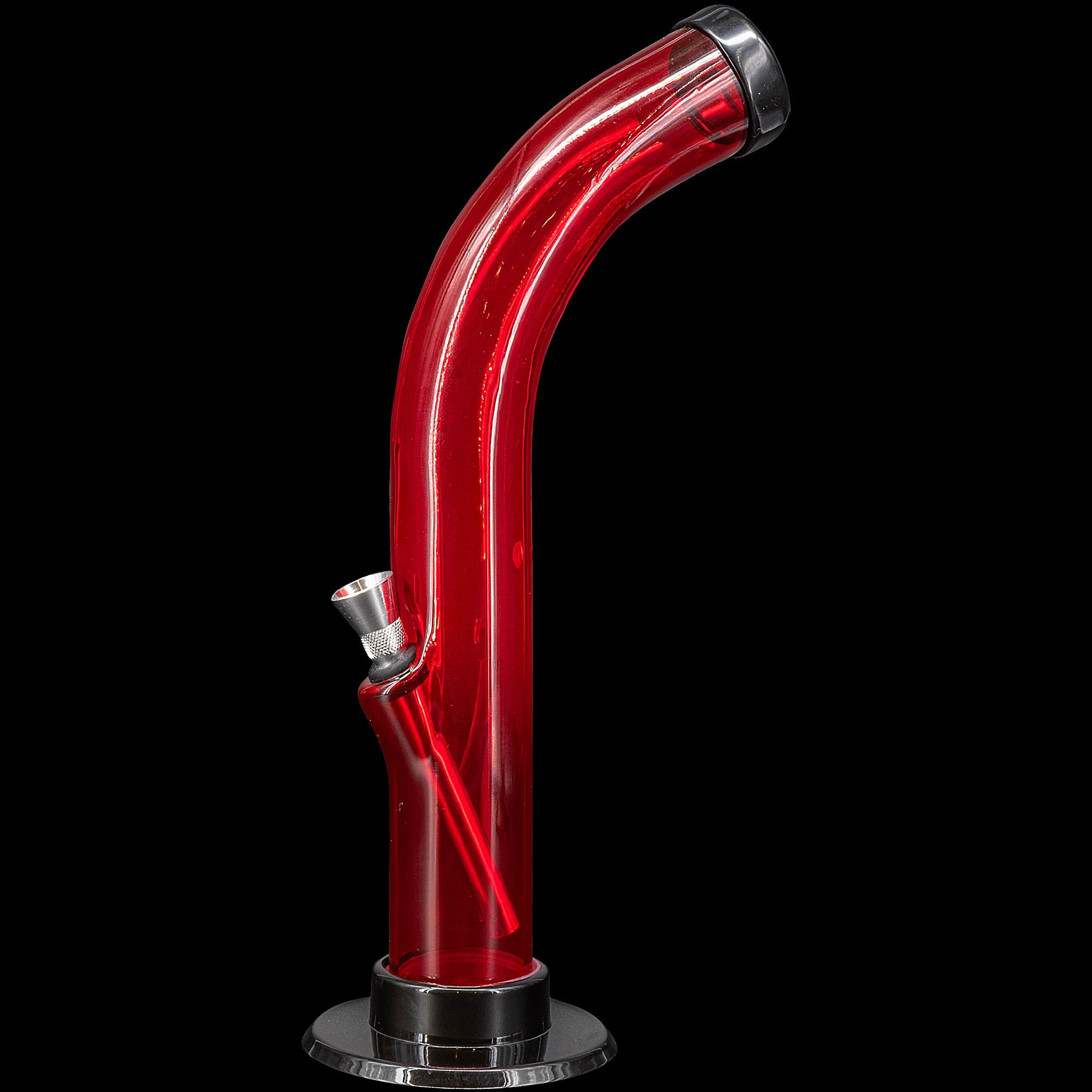 JM Enterprises 10'' Acrylic Curved Tube Bong - Multiple Colors - Discreet Smoker