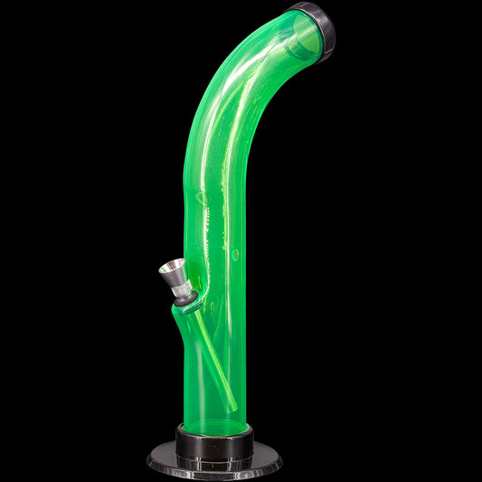 JM Enterprises 10'' Acrylic Curved Tube Bong - Multiple Colors - Discreet Smoker
