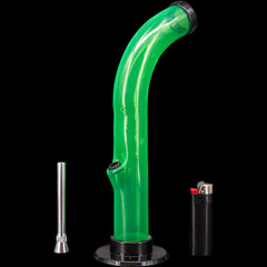 JM Enterprises 10'' Acrylic Curved Tube Bong - Multiple Colors - Discreet Smoker