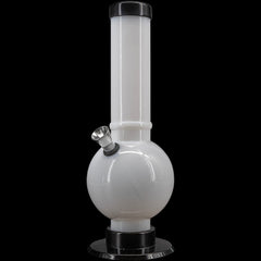 JM Enterprises 9-12" Acrylic Straight Tube Bubble Bottom Bong - Multiple Colors - Discreet Smoker