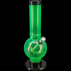 JM Enterprises 9-12" Acrylic Straight Tube Bubble Bottom Bong - Multiple Colors - Discreet Smoker