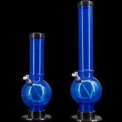 JM Enterprises 9-12" Acrylic Straight Tube Bubble Bottom Bong - Multiple Colors - Discreet Smoker