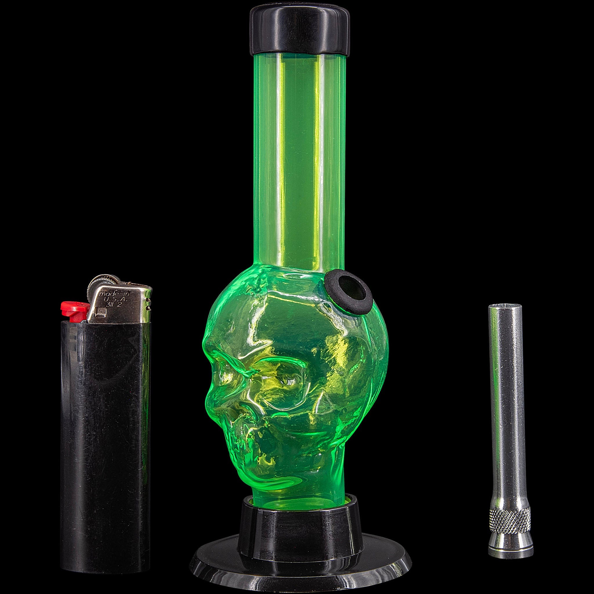 JM Enterprises Mini Alien Head Acrylic Bong - 6" Tall - Multiple Colors - Discreet Smoker