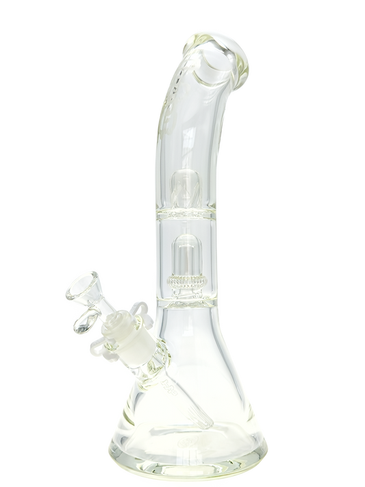 TAG - 14" Bent Neck Super Slit UFO Beaker 50x7MM - 18/14MM Downstem (4.00") - Discreet Smoker