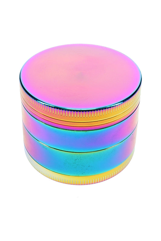 Rainbow 4-Part Metal Herb Grinder “Disco Mill” – 2″ - Discreet Smoker