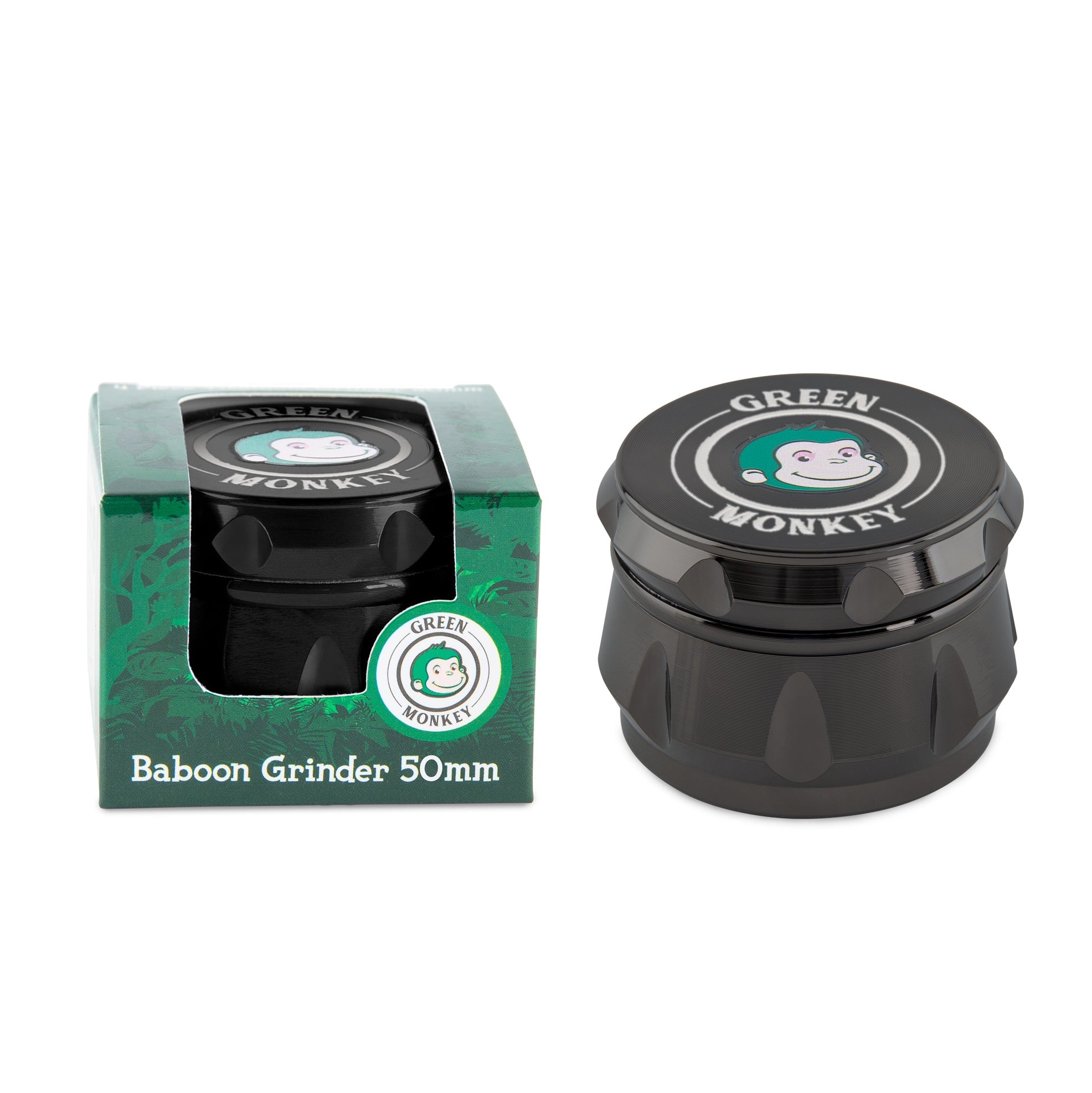 Green Monkey Grinder - Baboon Crown 4pc - 50mm - Discreet Smoker