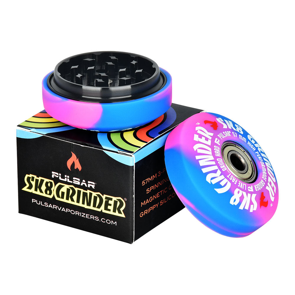 Pulsar SK8 Grinder | 3pc | 2.2"| Swirl Colors - Discreet Smoker