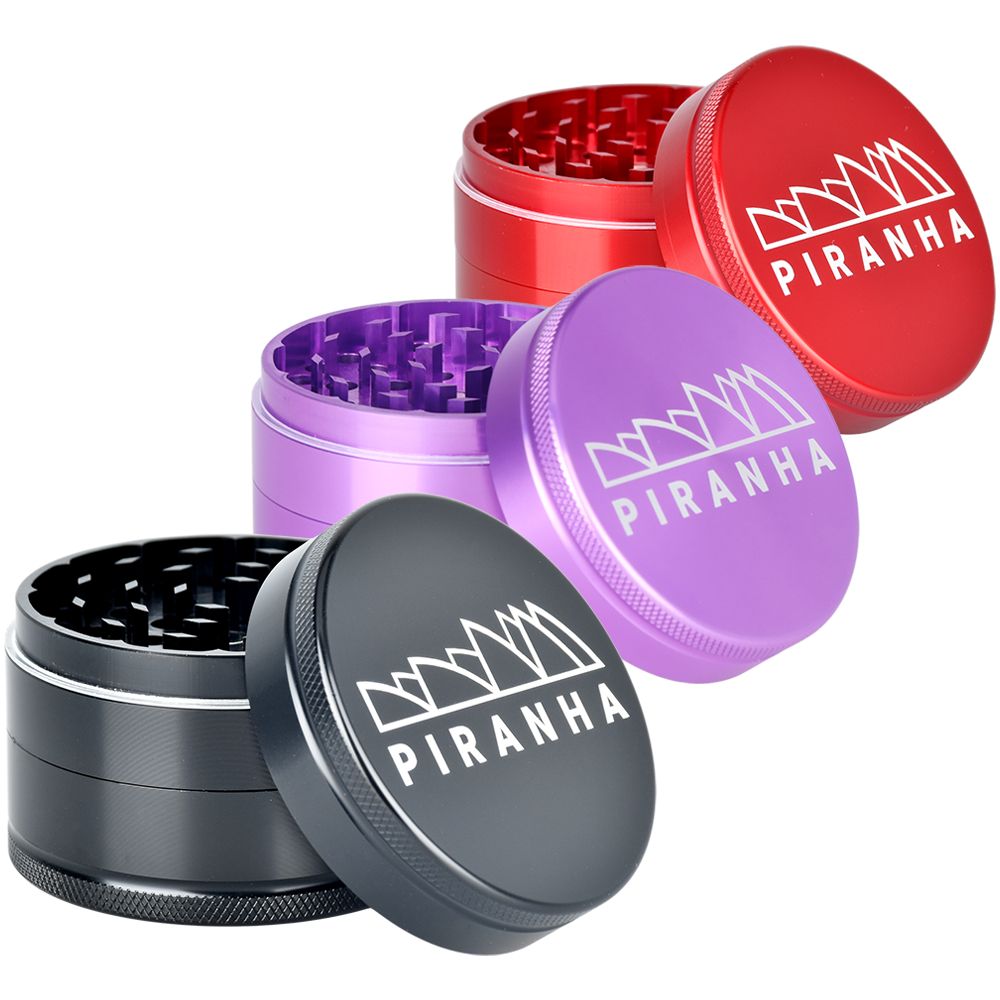 Piranha Grind-and-Store Aluminum Grinder | 3pc | 2.5" - Discreet Smoker