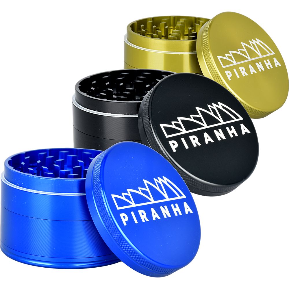 Piranha Pollinator Aluminum Grinder | 4pc | 2.5" - Discreet Smoker