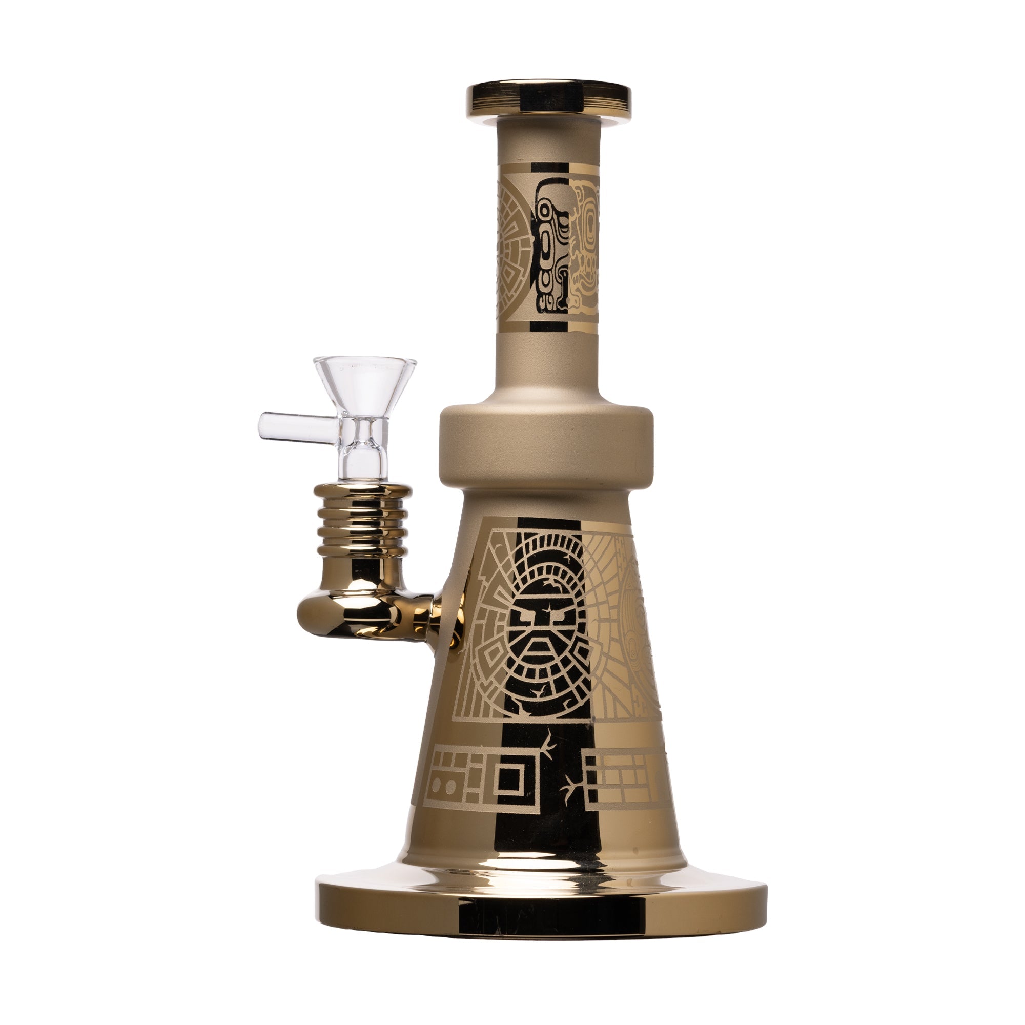 Human Grade Aztec (Sandblasted) Glass Water Pipe - Discreet Smoker