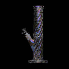 Human Grade Twisted Iridescent Tube Glass Water Pipe - Discreet Smoker