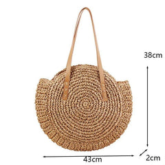 Round Straw Beach Bag - Discreet Smoker