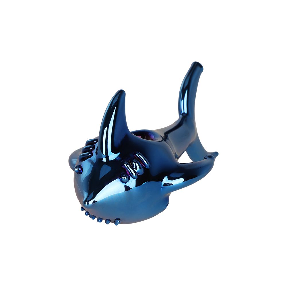 SeshGear Electroplated Cobalt Chomper Glass Hand Pipe - 5" - Discreet Smoker