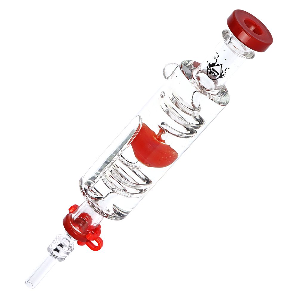 2PC SET - Pulsar Cool Down My Heart Glycerin Glass Dab Straw - 9.5" / Assorted Colors - Discreet Smoker