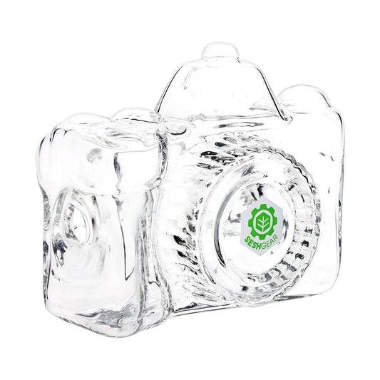 SeshGear Old School Camera Glass Hand Pipe - 3.75" / Clear - Discreet Smoker