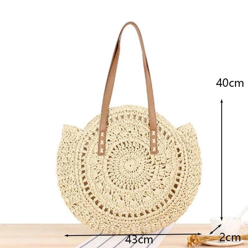 Round Straw Beach Bag - Discreet Smoker