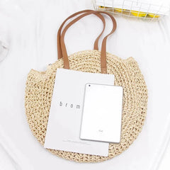 Round Straw Beach Bag - Discreet Smoker