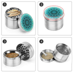 Mandala Grinder Silver - Discreet Smoker