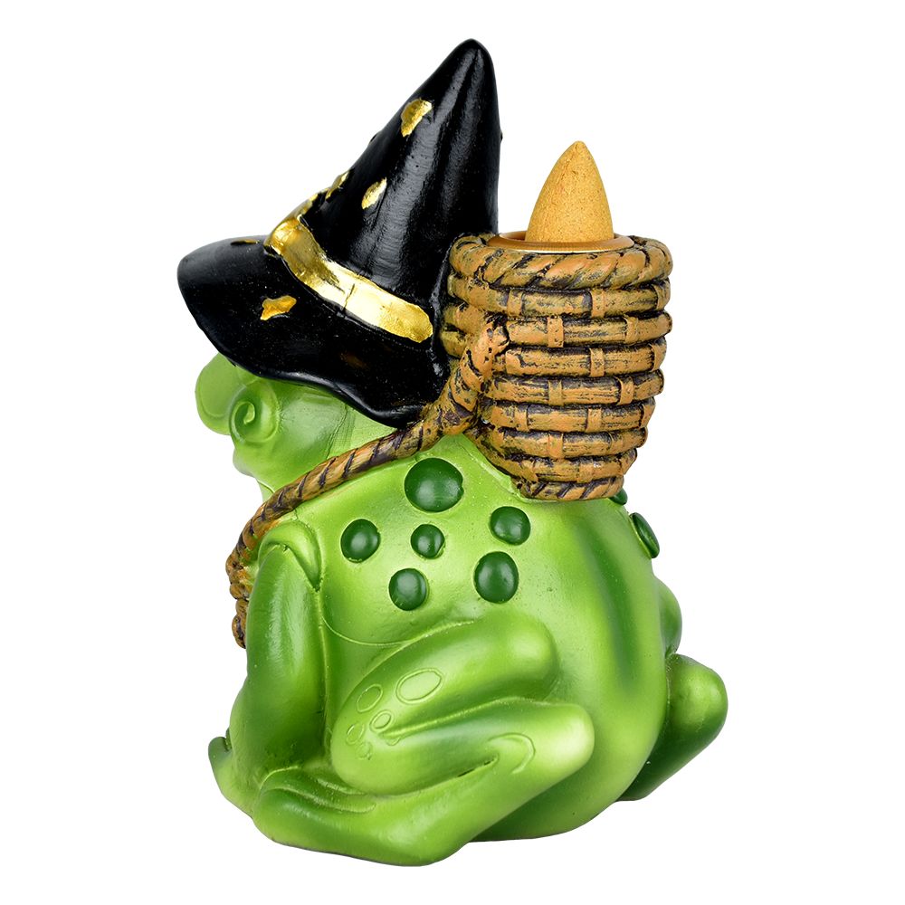 Bewitching Frog Back Flow Incense Burner - 5" - Discreet Smoker
