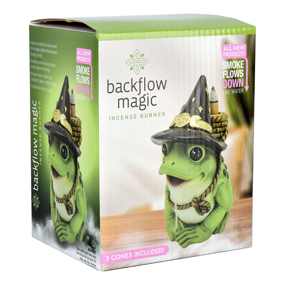 Bewitching Frog Back Flow Incense Burner - 5" - Discreet Smoker