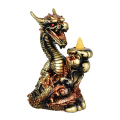 Copper Dragon Backflow Cone Incense Burner - 6" - Discreet Smoker