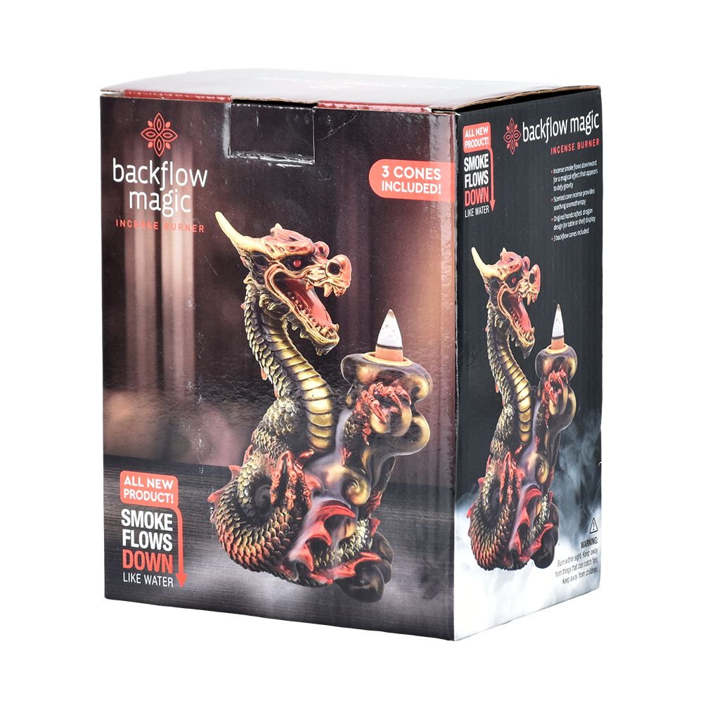 Copper Dragon Backflow Cone Incense Burner - 6" - Discreet Smoker