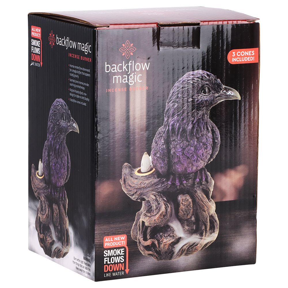 Quoth the Raven Back Flow Polyresin Incense Burner - 6.75" x 5.25" - Discreet Smoker
