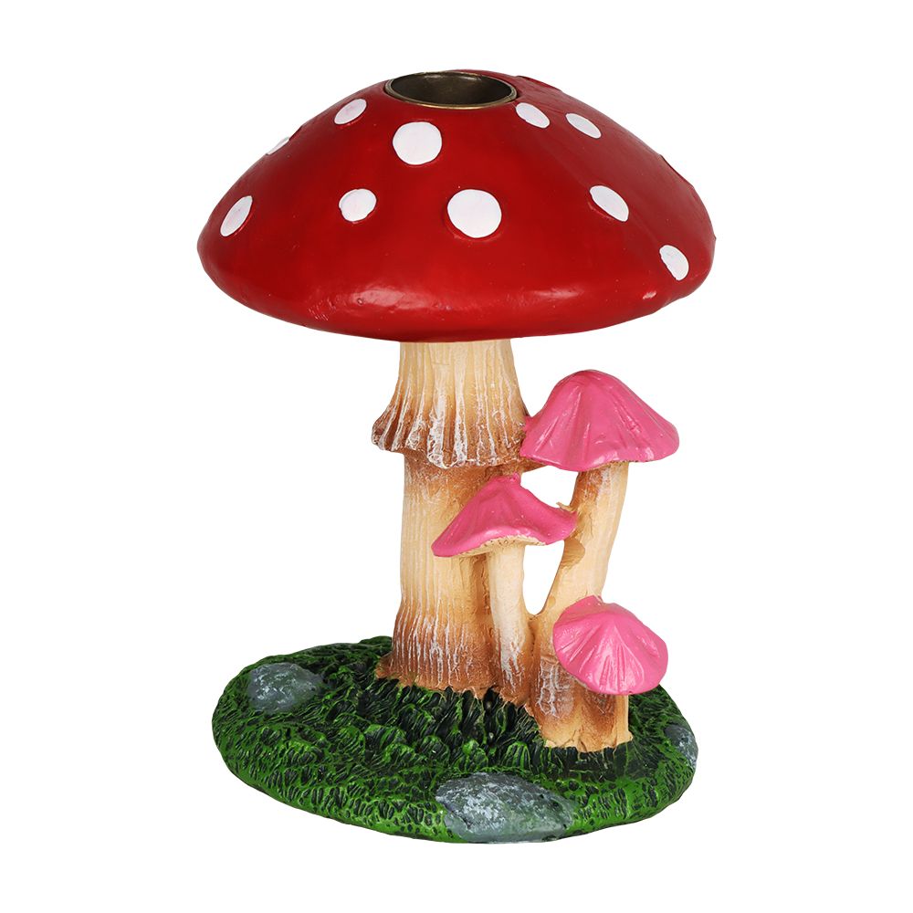 Sprouting Shrooms Backflow Polyresin Incense Burner - 4.25" - Discreet Smoker