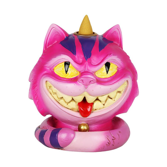Grinning Cheshire Cat Backflow Polyresin Incense Burner - 4.25" x 4.5" - Discreet Smoker