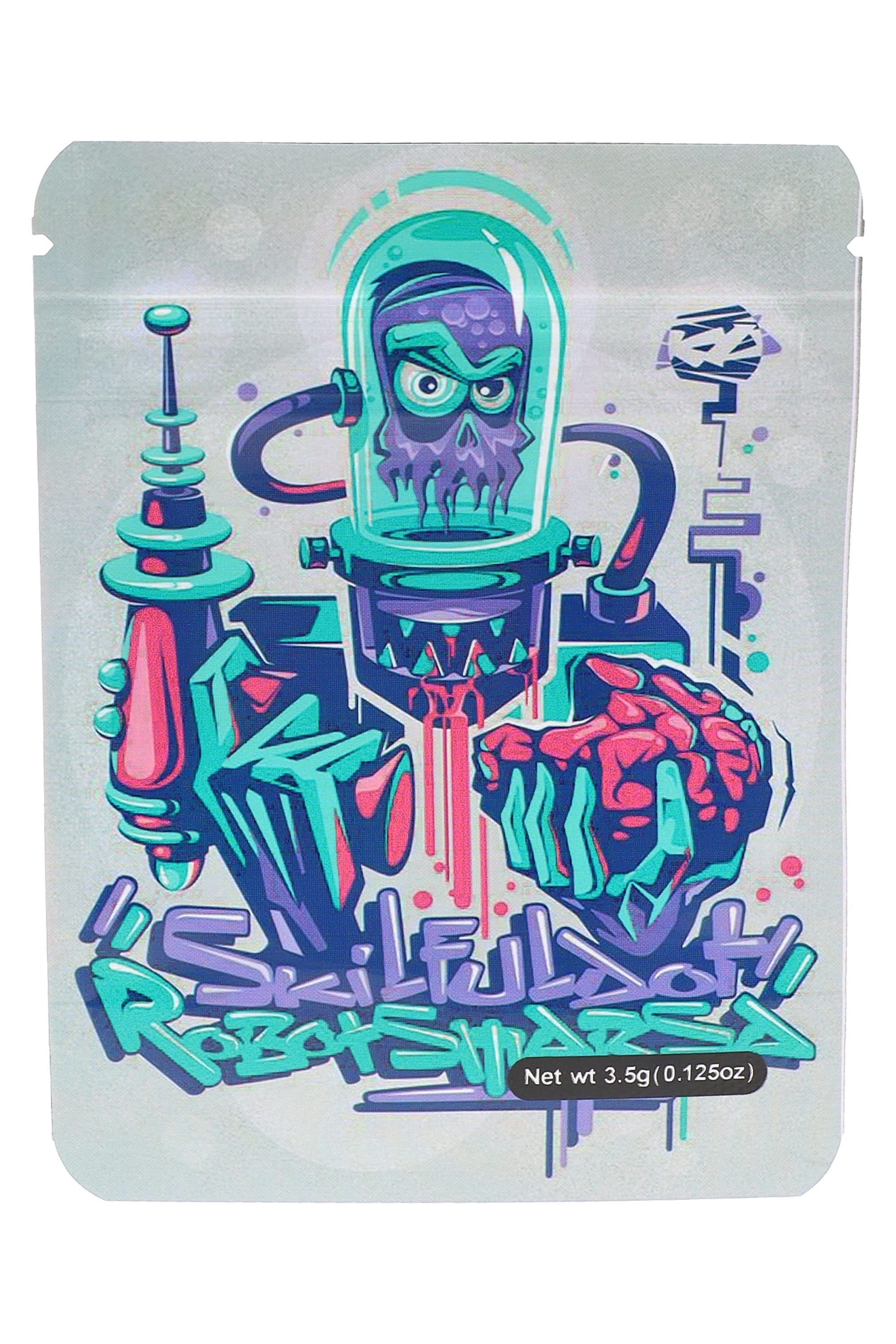 Mylar ⅛ oz Bags – Robot Designs – 50 Pack – Choose Style - Discreet Smoker