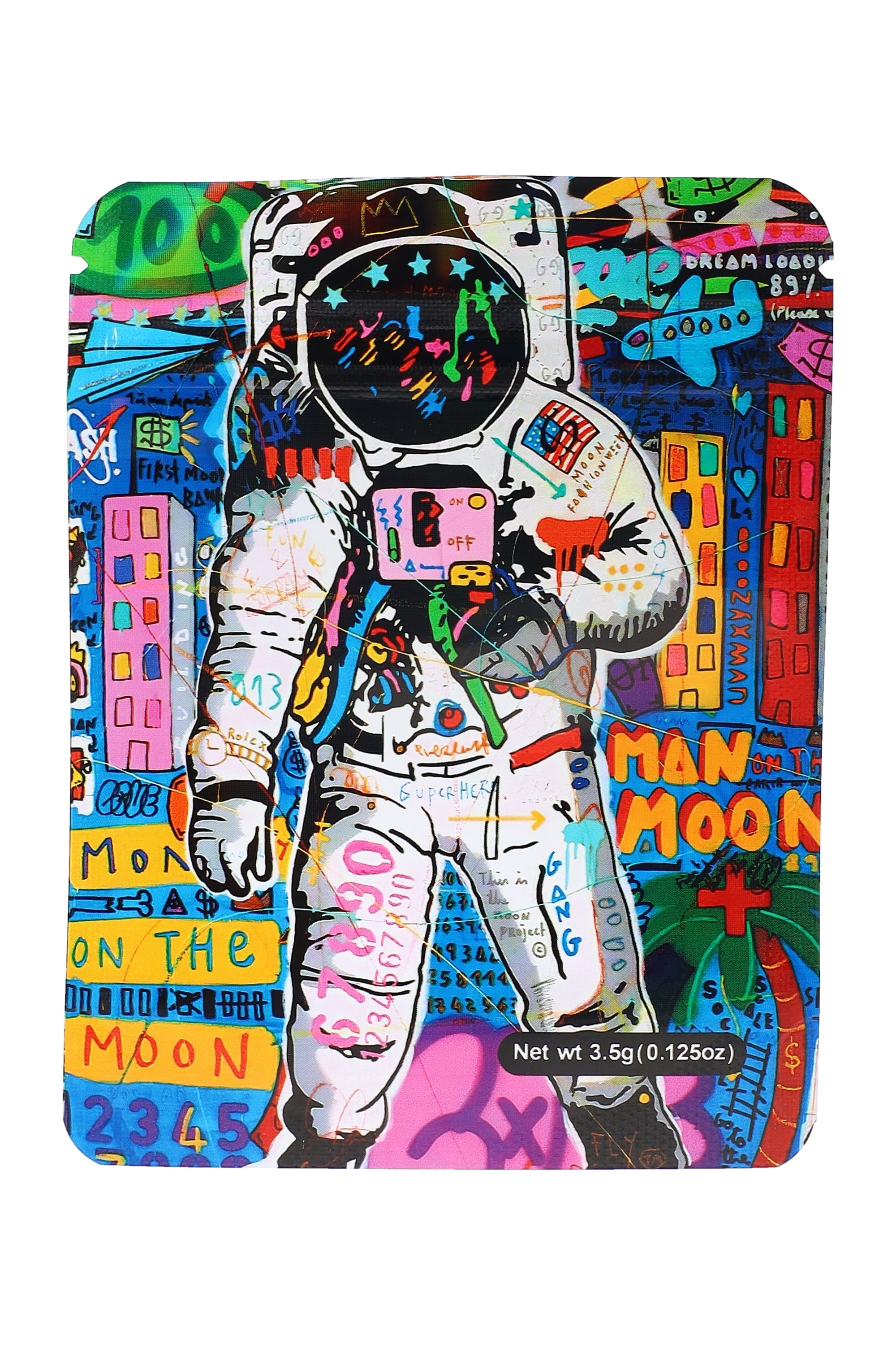 Mylar ⅛ oz Bags – Astronaut Designs – 50 Pack – Choose Style - Discreet Smoker