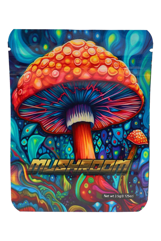 Mylar ⅛ oz Bags – Mushroom Designs – 50 Pack – Choose Style - Discreet Smoker