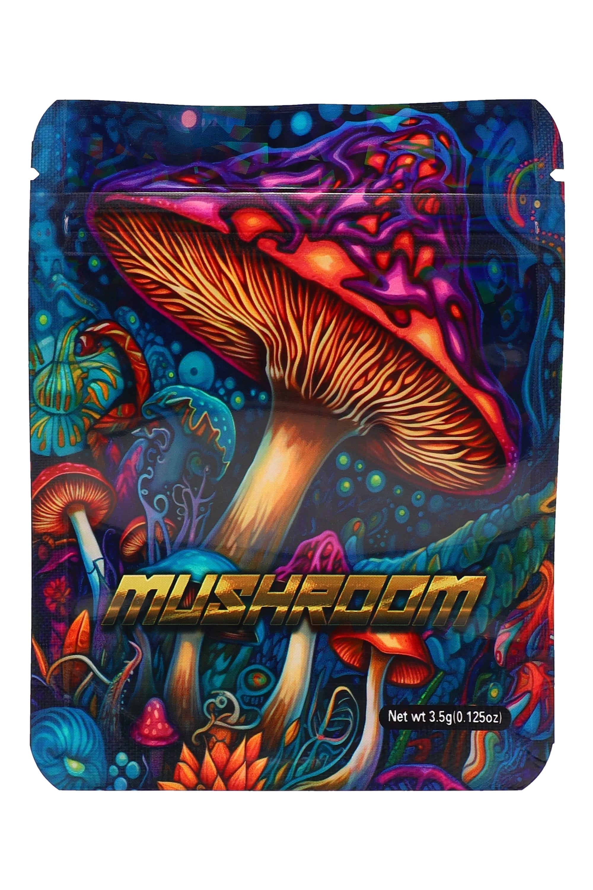 Mylar ⅛ oz Bags – Mushroom Designs – 50 Pack – Choose Style - Discreet Smoker