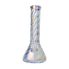 Human Grade Twisted Iridescent Beaker Water Pipe - Discreet Smoker