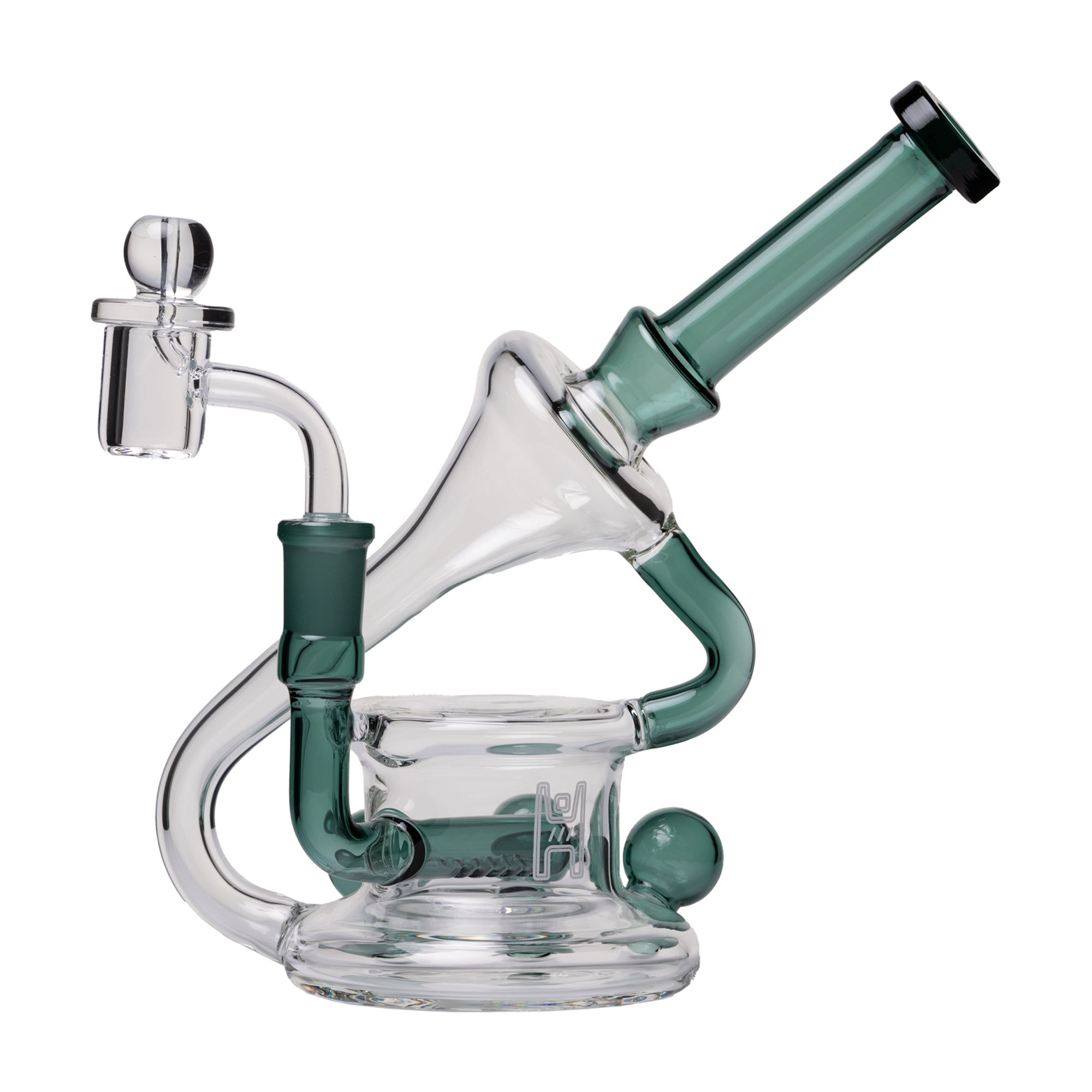 Human Grade 7.5" Recycler 45 (Triple Marble) Glass Dab Rig - Discreet Smoker