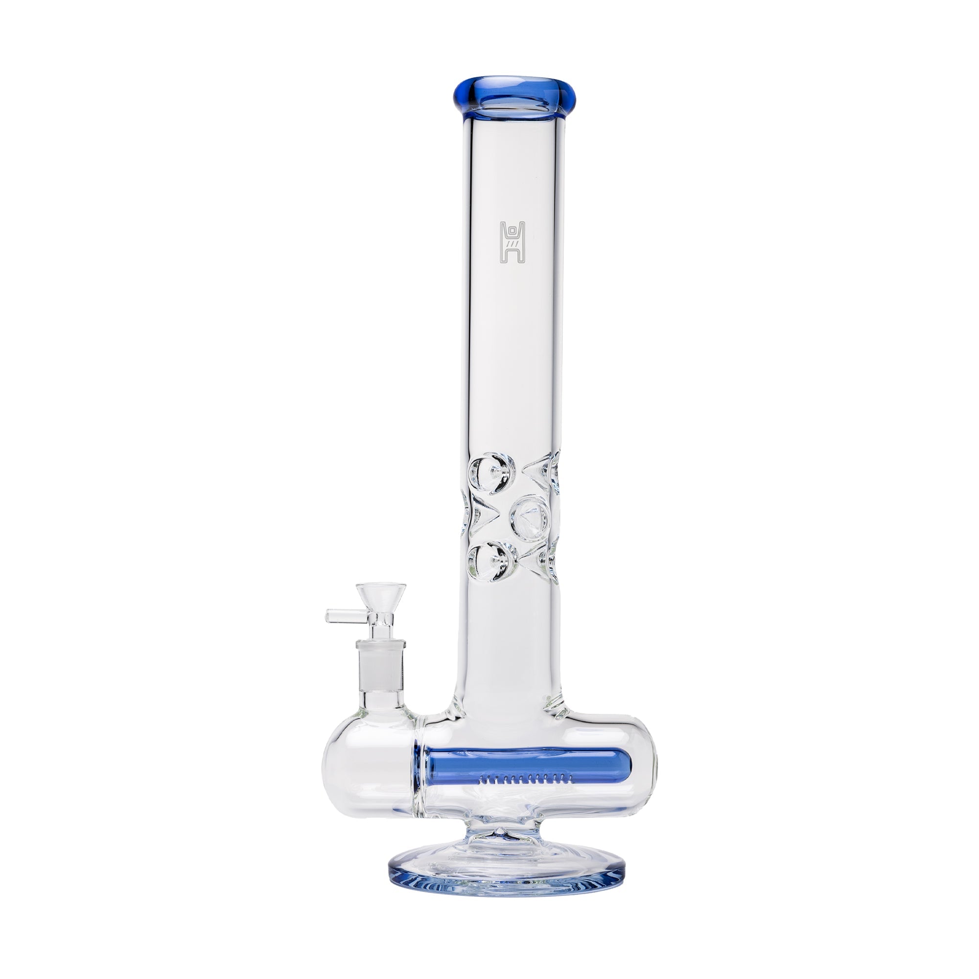 Human Grade Inline Tube Triple Ice Catch Glass Water Pipe - Discreet Smoker