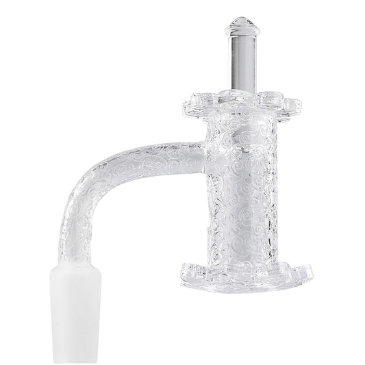 Lotus Etched Quartz Blender Banger Set With Quartz Carb Cap & Terp Pearls - Discreet Smoker