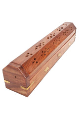 12″ Wood Incense Box – Metal Inlay - Discreet Smoker