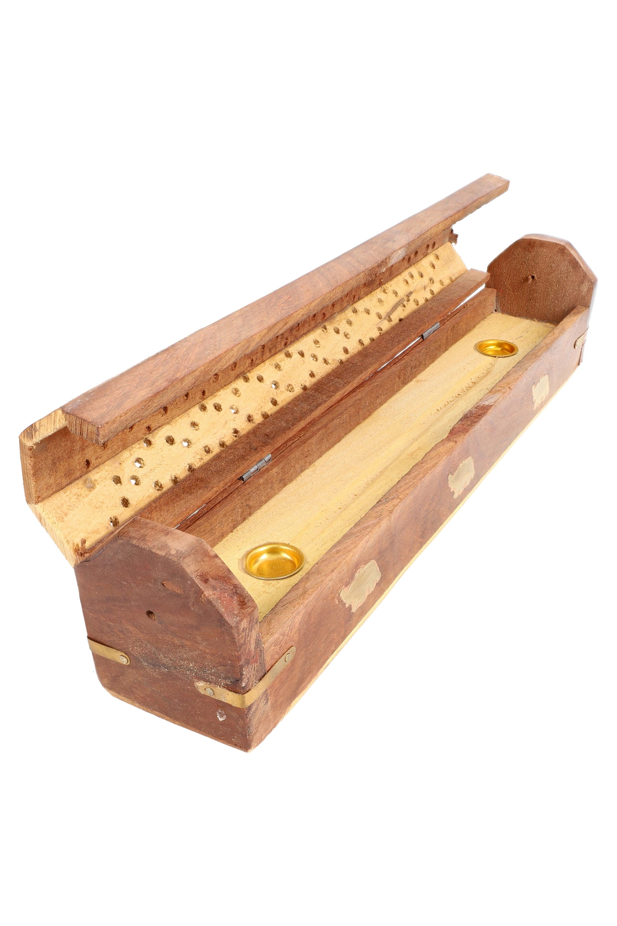 12″ Wood Incense Box – Metal Inlay - Discreet Smoker