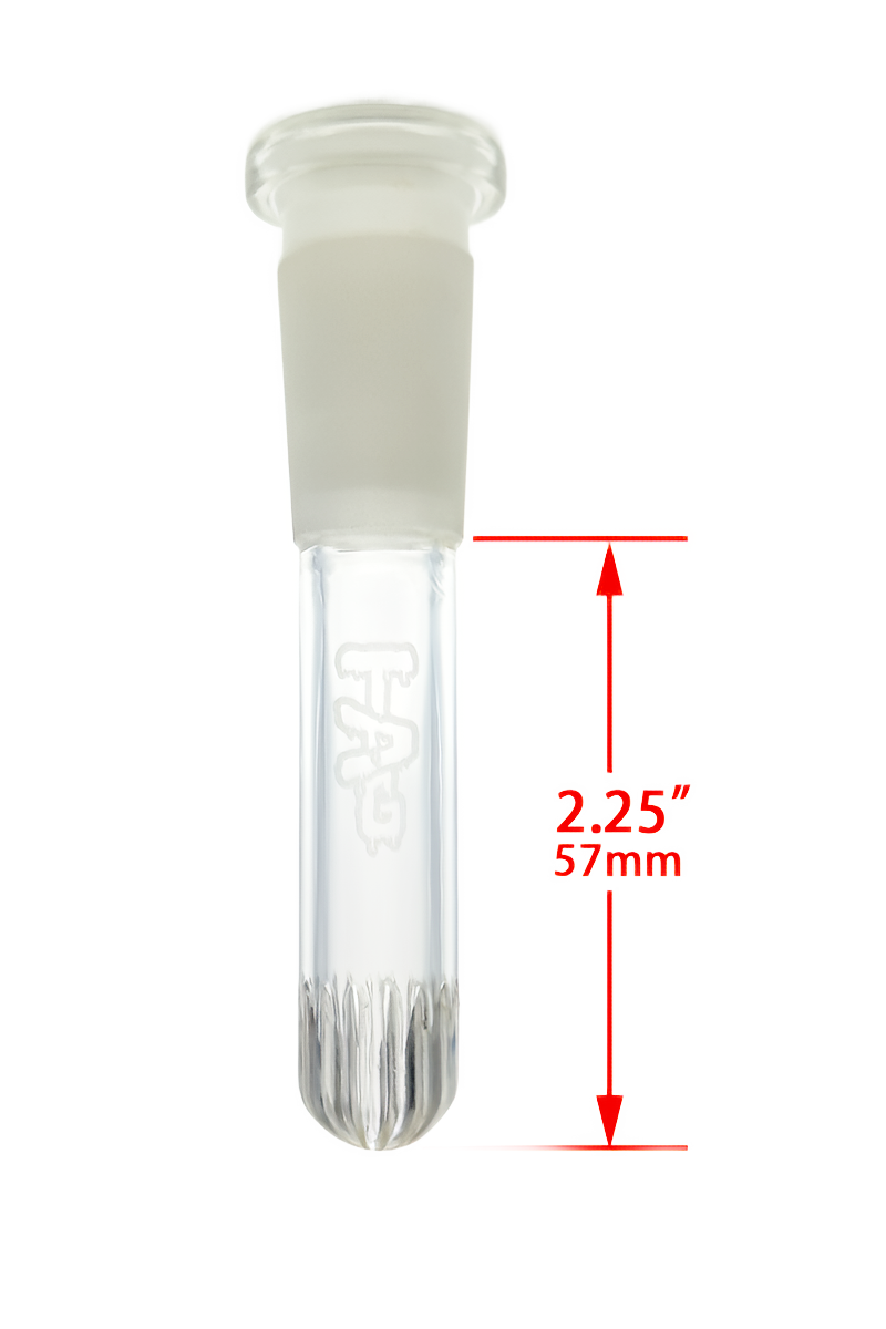 TAG - 18/14MM Closed End Rounded Super Slit Showerhead Downstem - Discreet Smoker