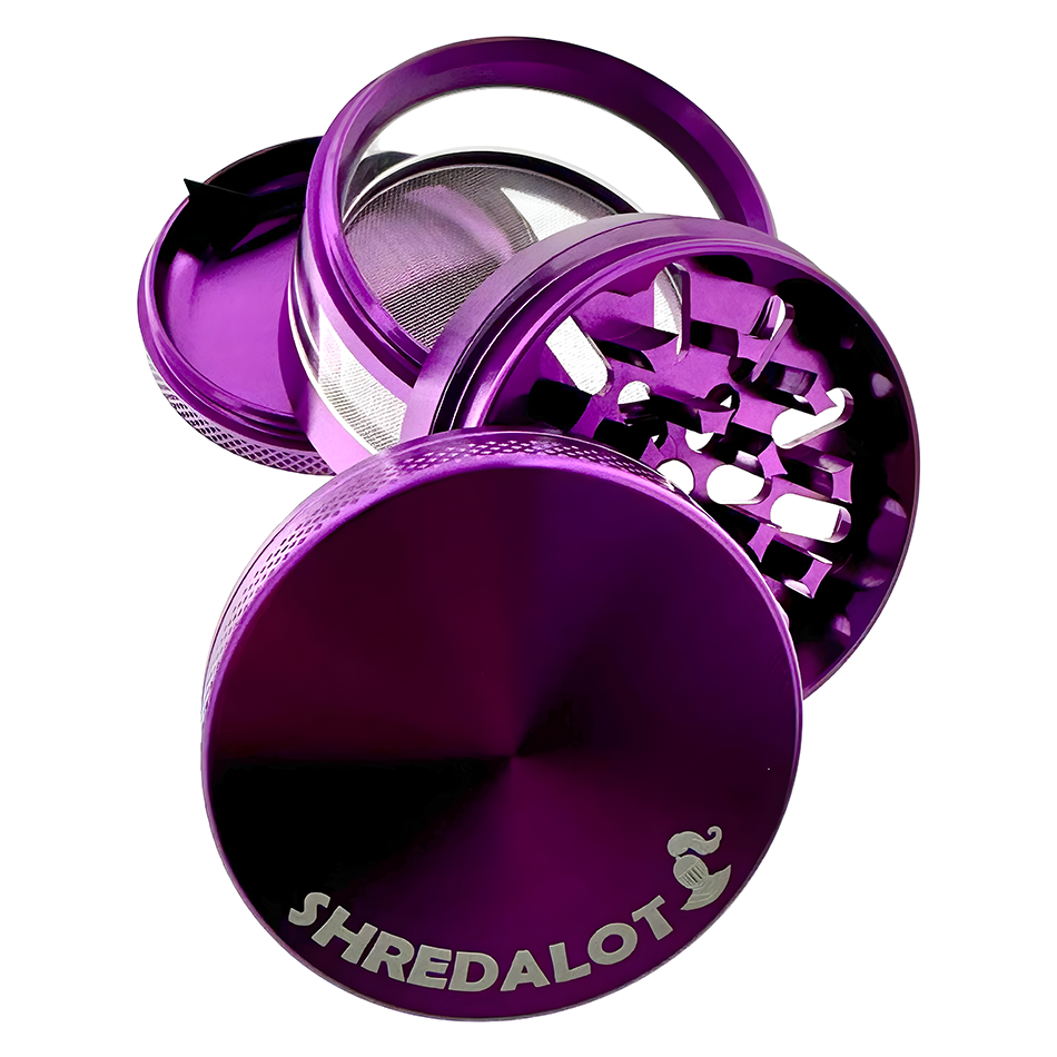 Sir Shredalot 4 Piece Window Chamber Metal Herb Grinder - 63mm - Discreet Smoker