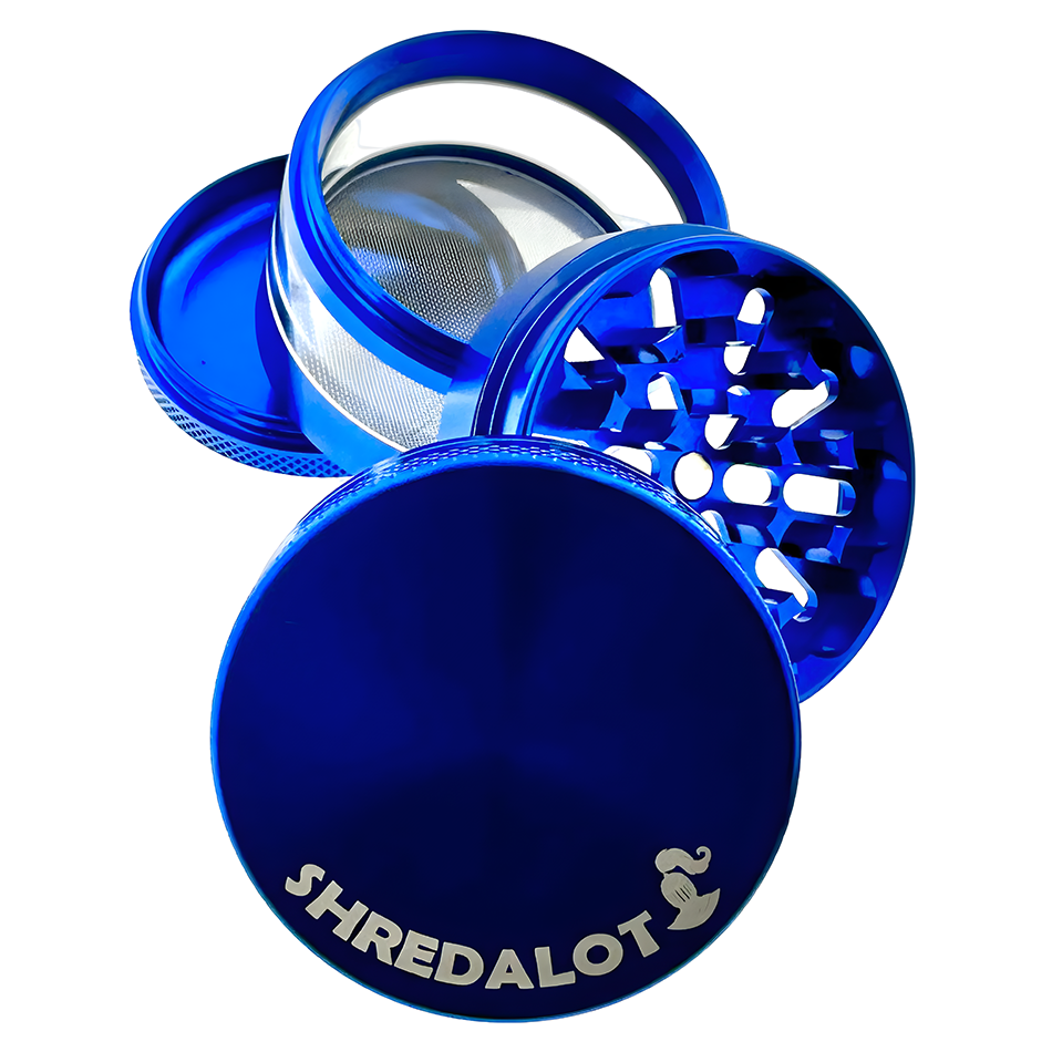 Sir Shredalot 4 Piece Window Chamber Metal Herb Grinder - 63mm - Discreet Smoker