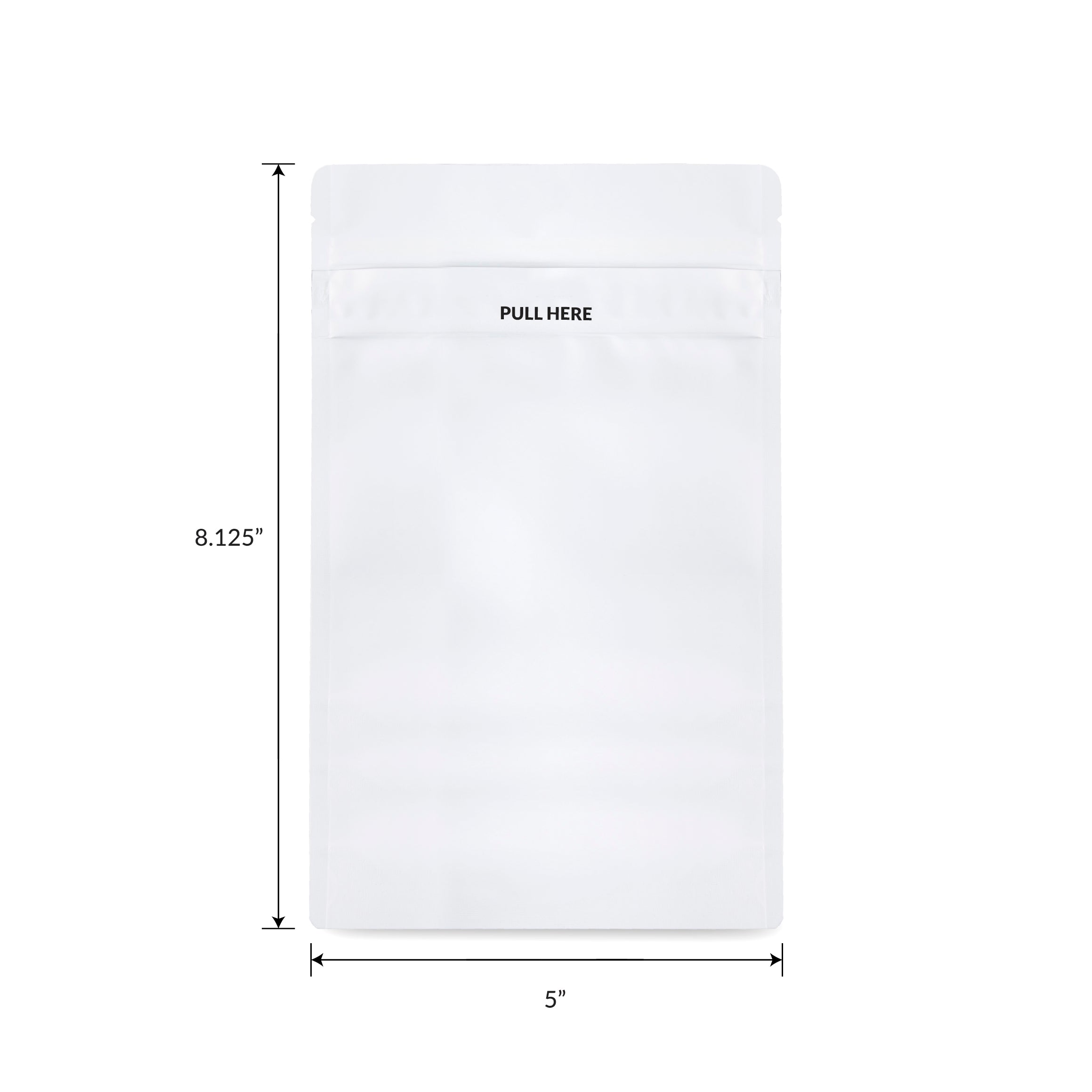 Loud Lock 1/2 Grip N Pull Mylar Smell Proof Child Safe Vacuum Seal Bags - 100 Count All White - Discreet Smoker