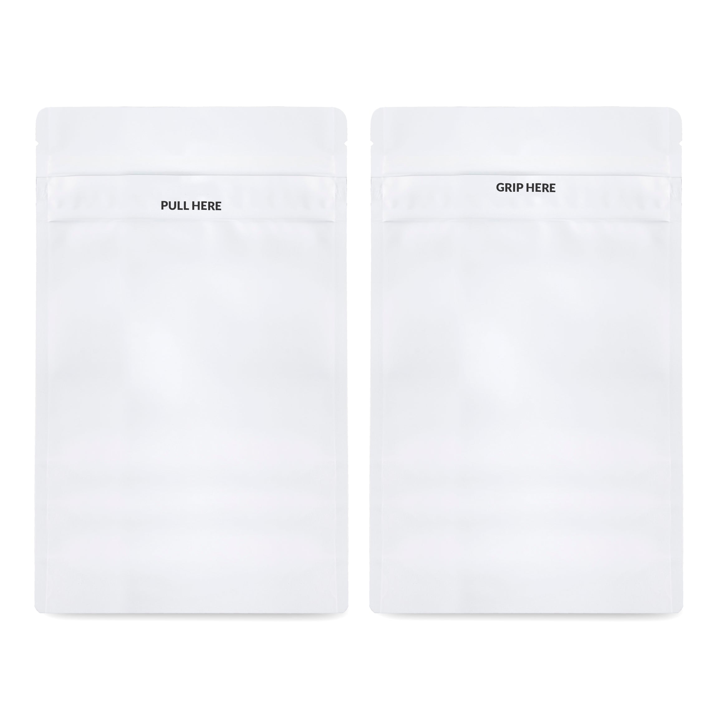 Loud Lock 1/2 Grip N Pull Mylar Smell Proof Child Safe Vacuum Seal Bags - 100 Count All White - Discreet Smoker