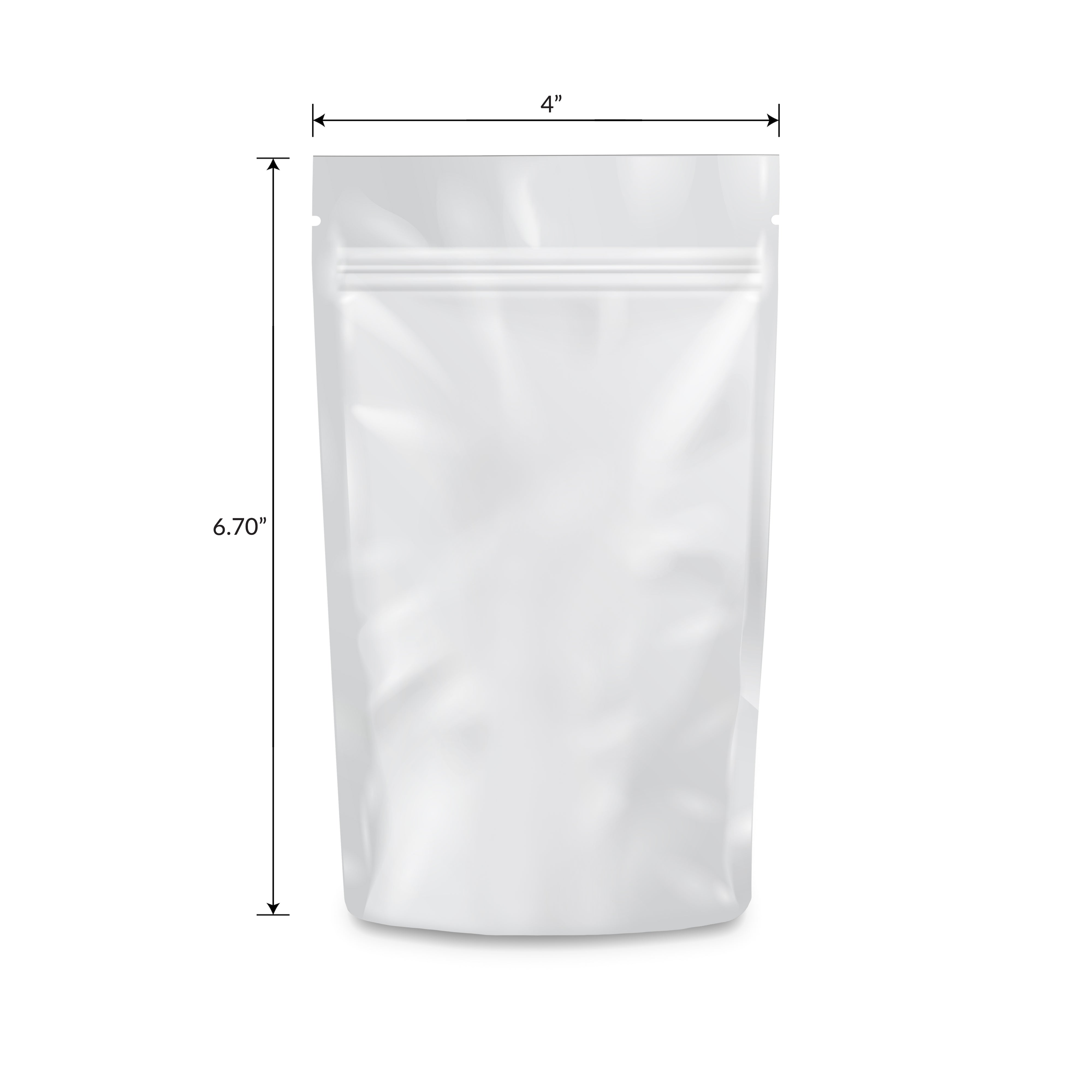 Loud Lock 1/4 Ounce Mylar Smell Proof Vacuum Seal Bags - 100 Count All White - Discreet Smoker