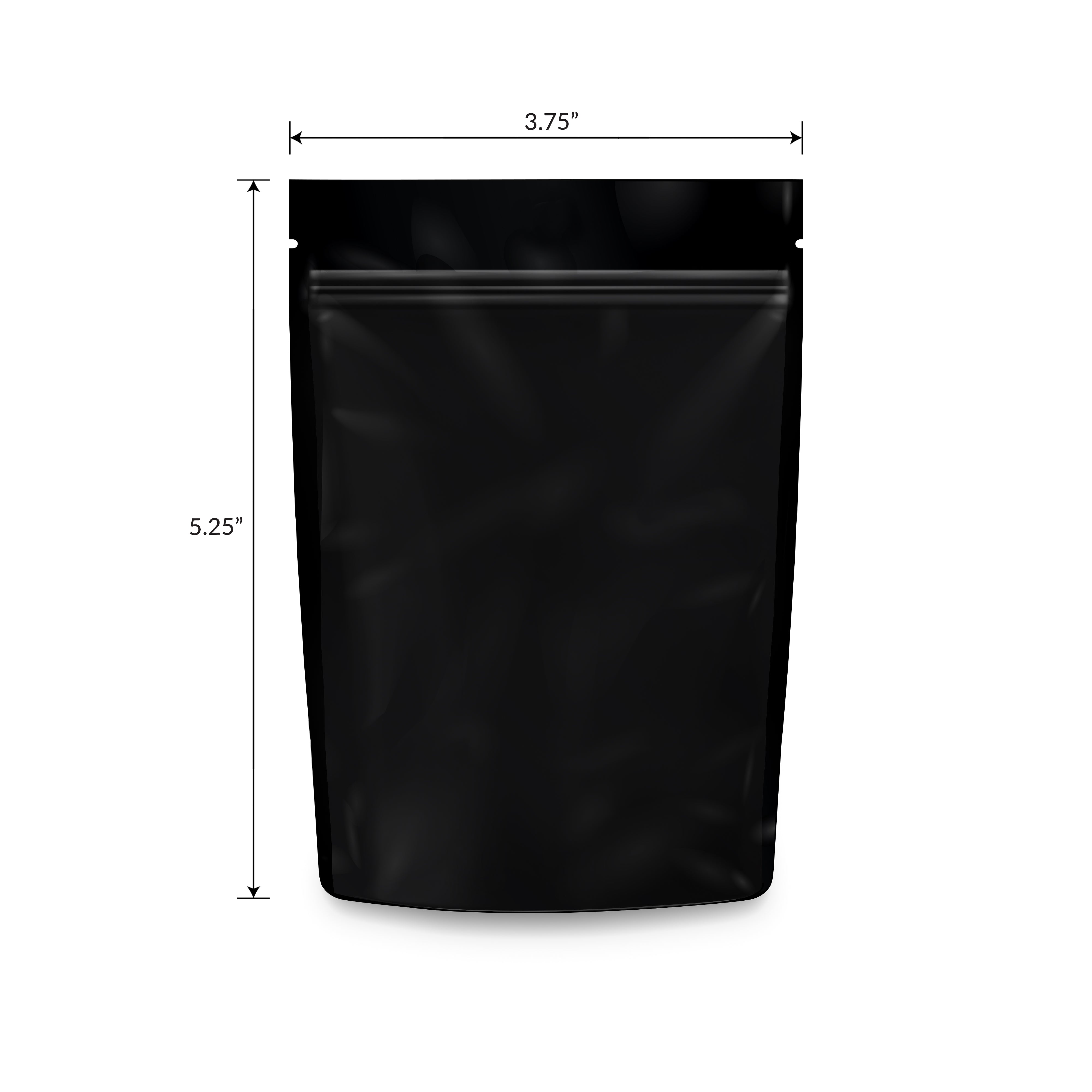 Loud Lock 1/8 Ounce Mylar Smell Proof Vacuum Seal Bags - 100 Count All Black - Discreet Smoker