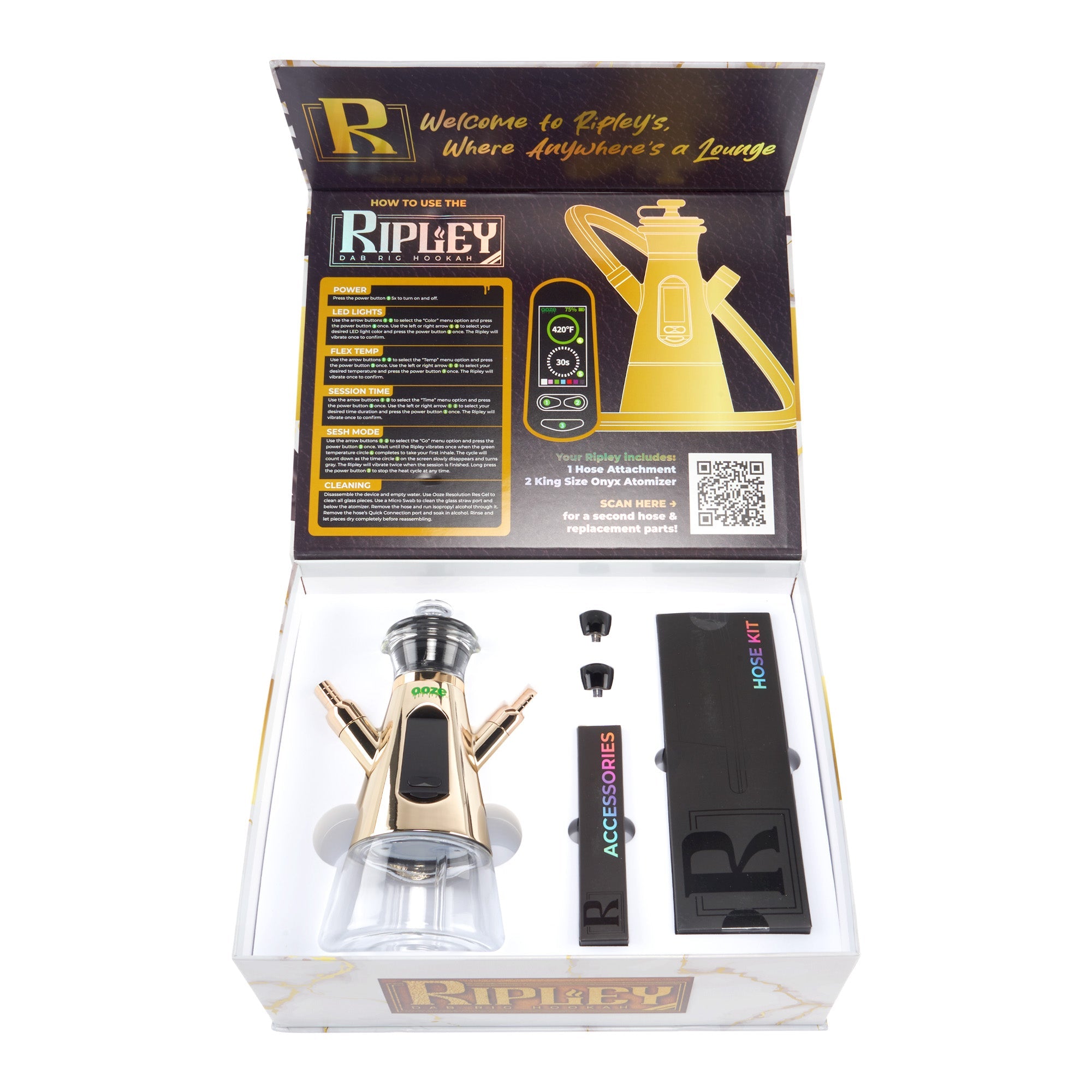 Ooze Ripley Dab Rig Hookah – 2400 mAh C-Core - Discreet Smoker